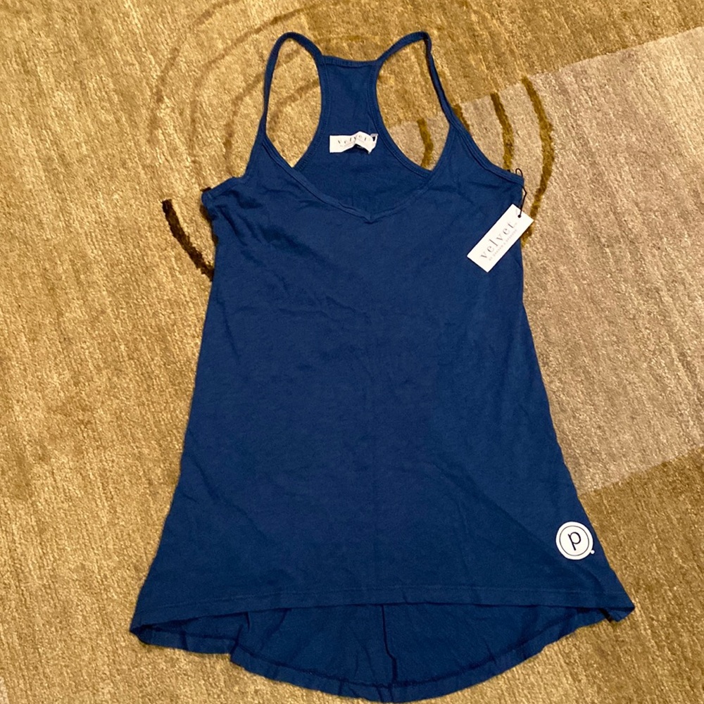 ~Velvet by Graham & Spencer~ Slate Blue High-Lo Tank Top